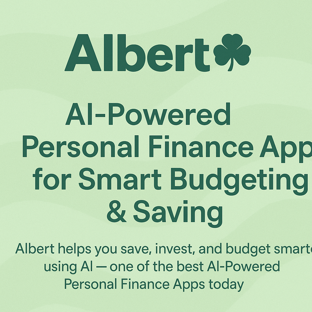 Promotional banner for Albert, one of the top AI-Powered Personal Finance Apps, on a soft pastel green background
