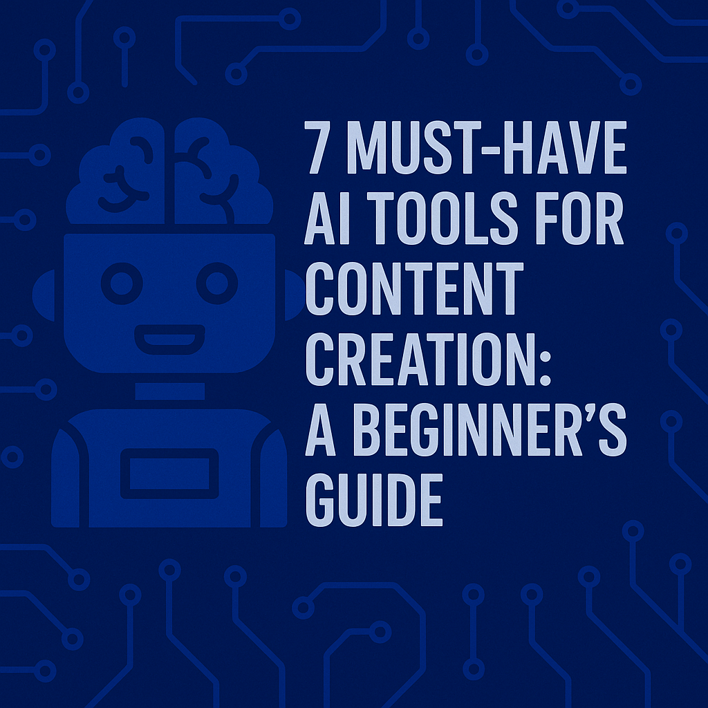 Blue illustration of a robot typing with lightbulb above its head symbolizing AI-powered content creation – digitalailiens.com